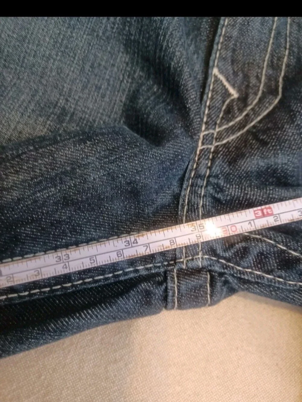 Rare True Religion Straight Flap Jeans Mens 40x35 Thick Stitch Streetwear READ
